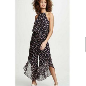 Joie Jael Black Floral Chiffon Halter Jumpsuit